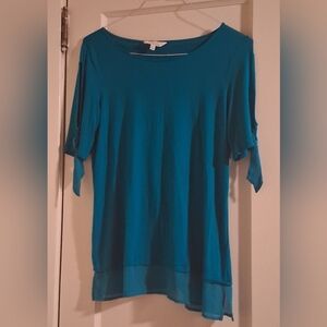 Ellen Tracy Teal Crewneck Knit Top